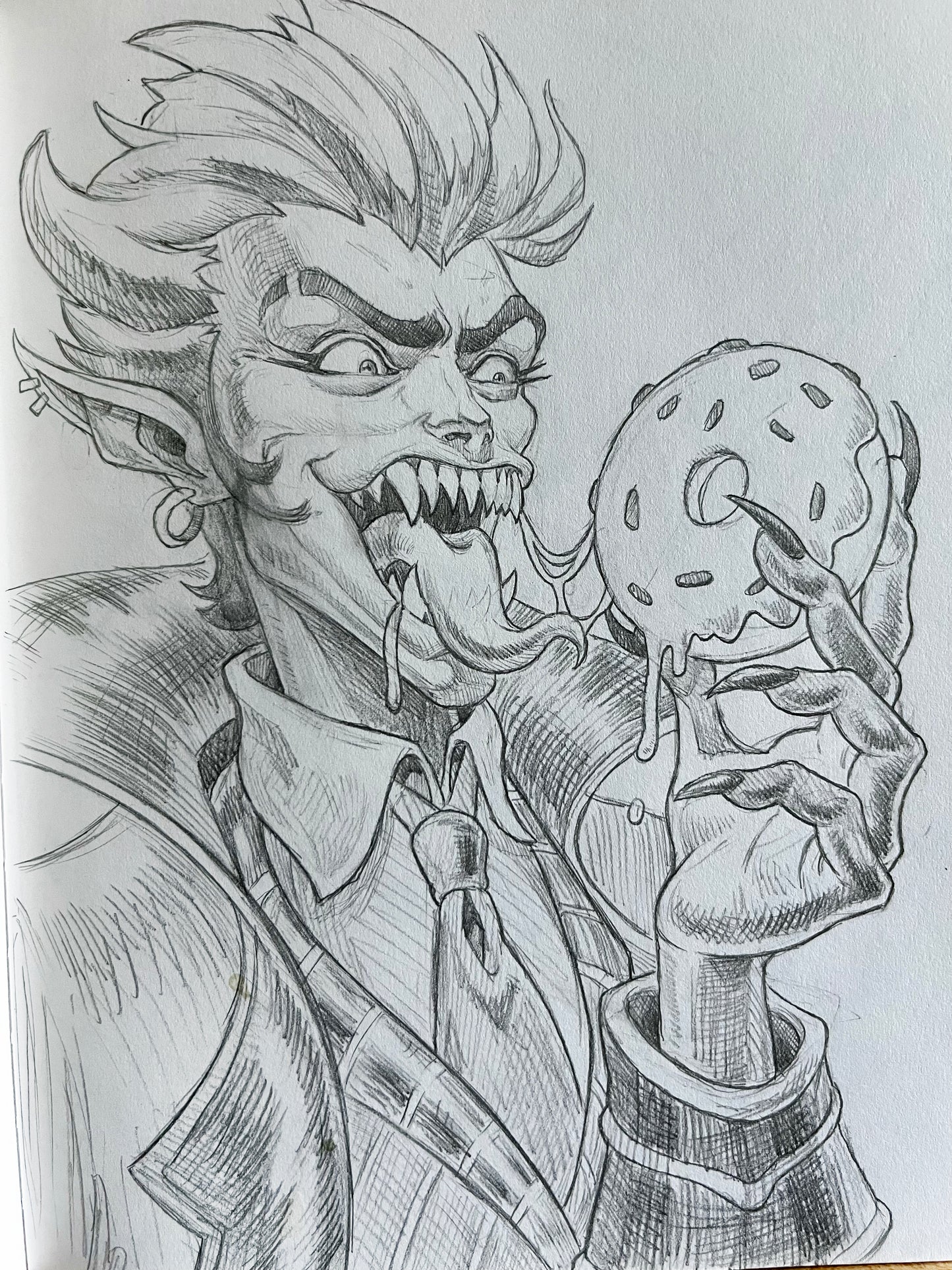 Vampire and His Donut – 8.5x11 Original Sketch