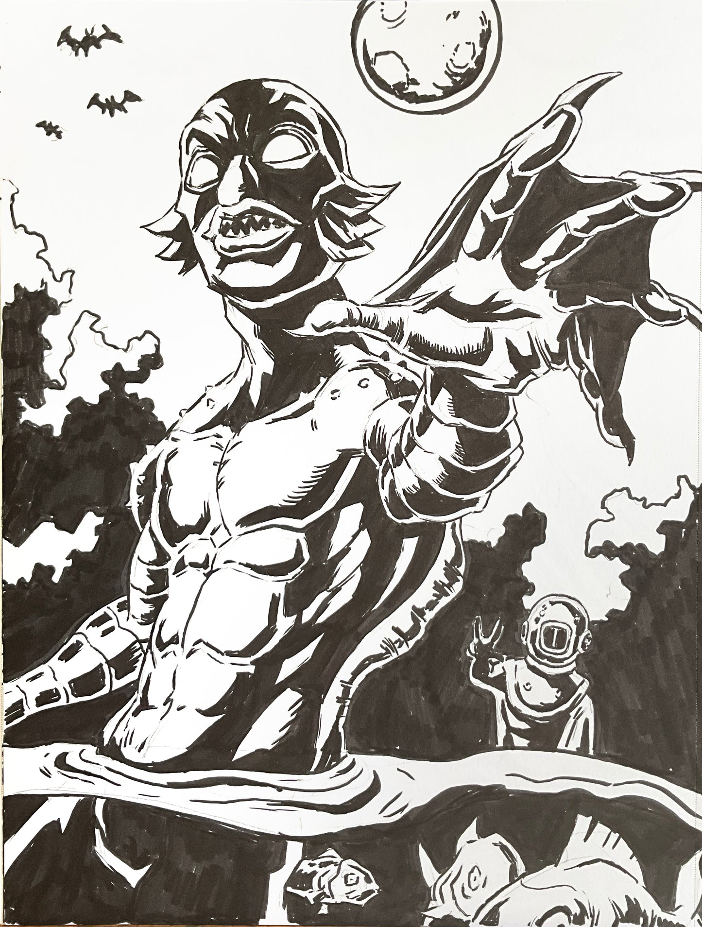 Fishman – 9×12 Original Sketch