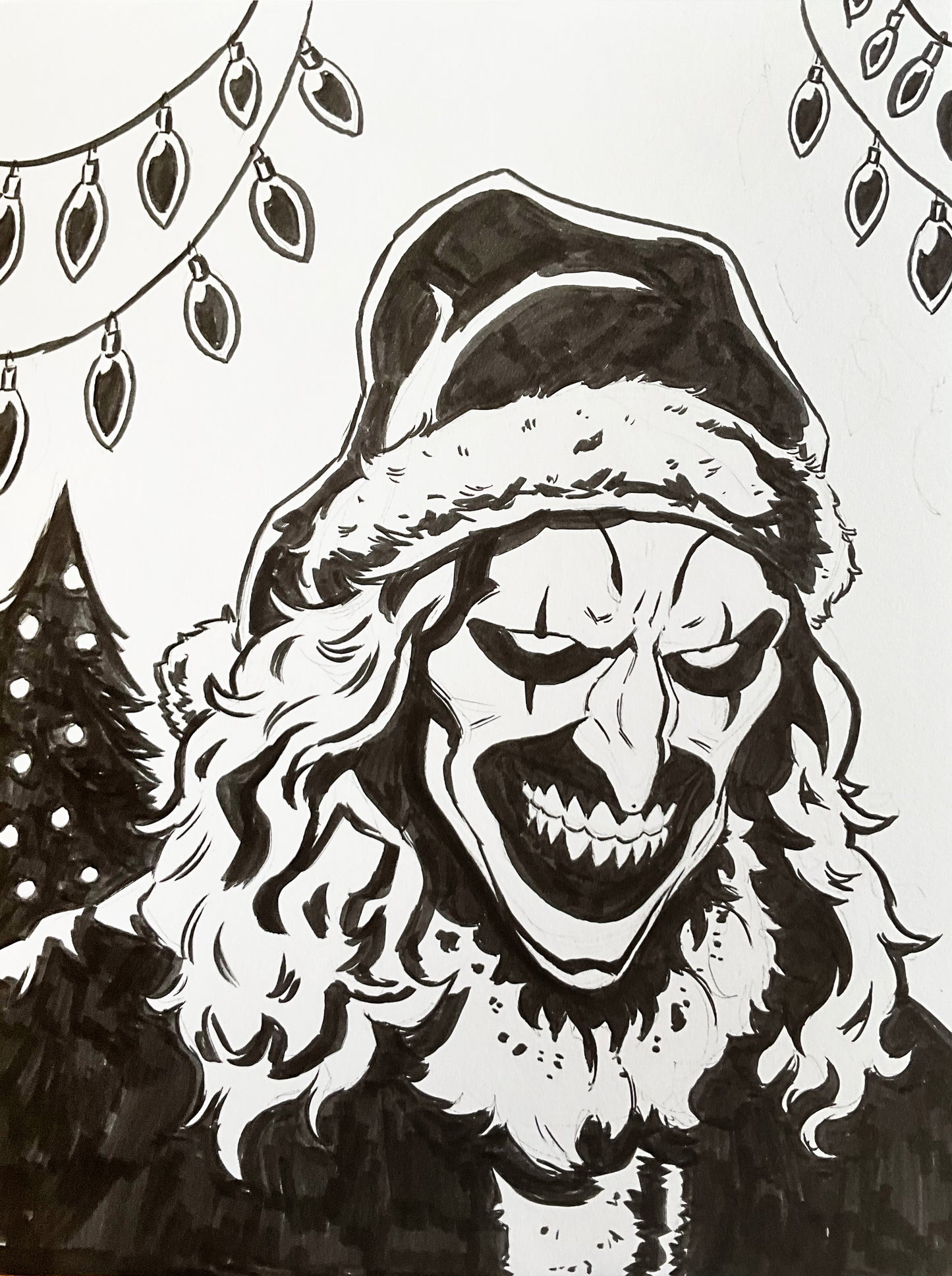 Santa Art from Terrifier 3 – 9×12 Original Sketch