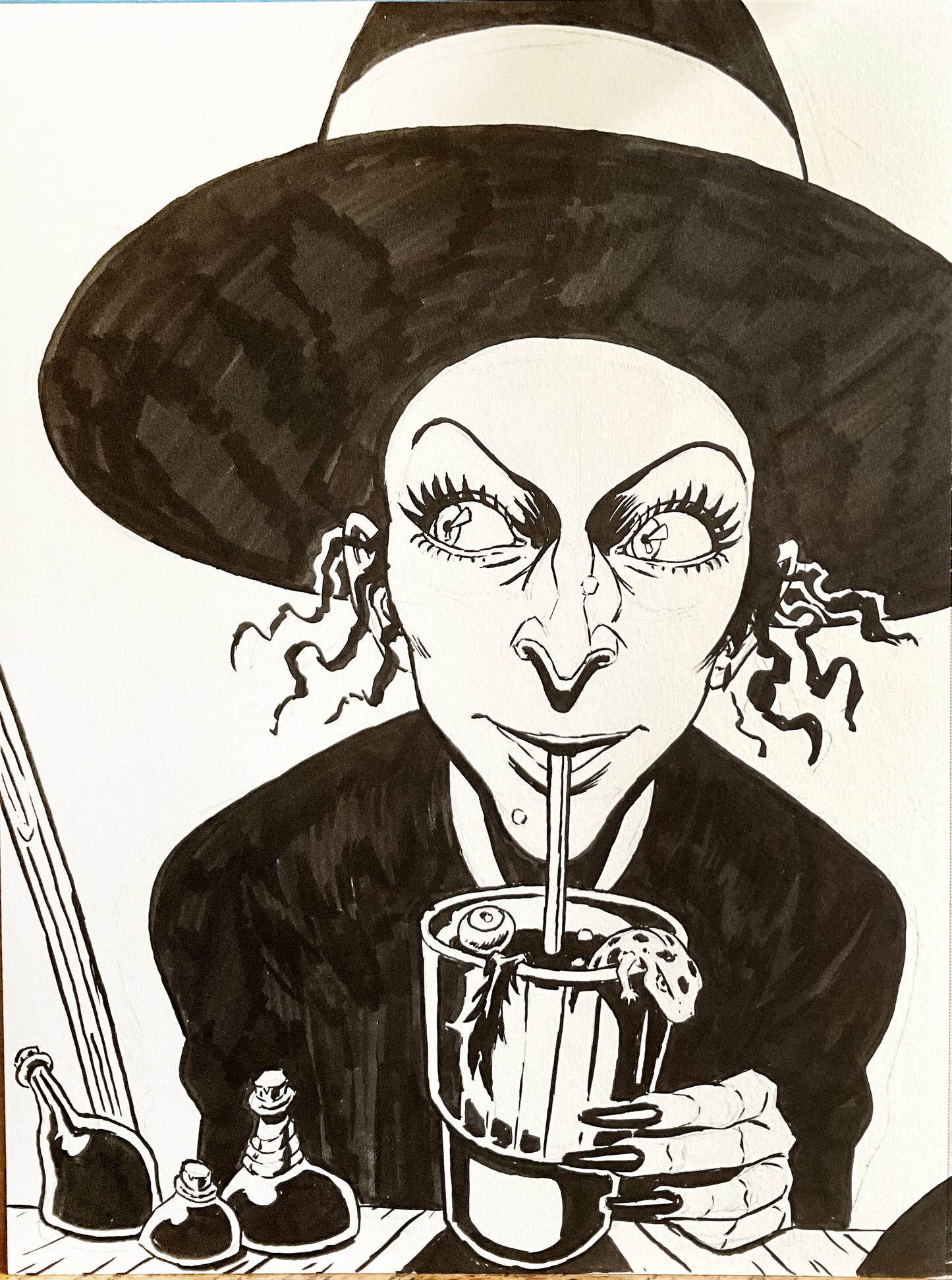 Witch and her Drink – 9×12 Original Sketch