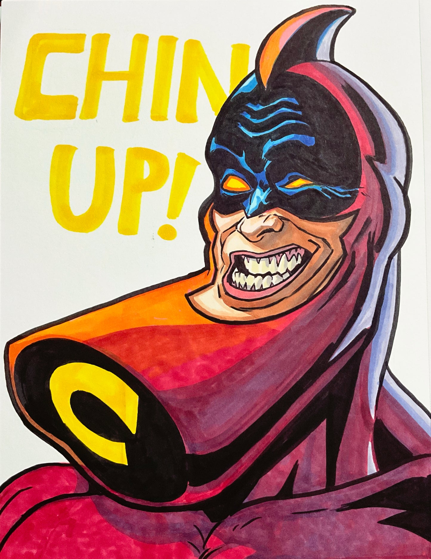The Crimson Chin– 9×12 Original Fan Art Sketch