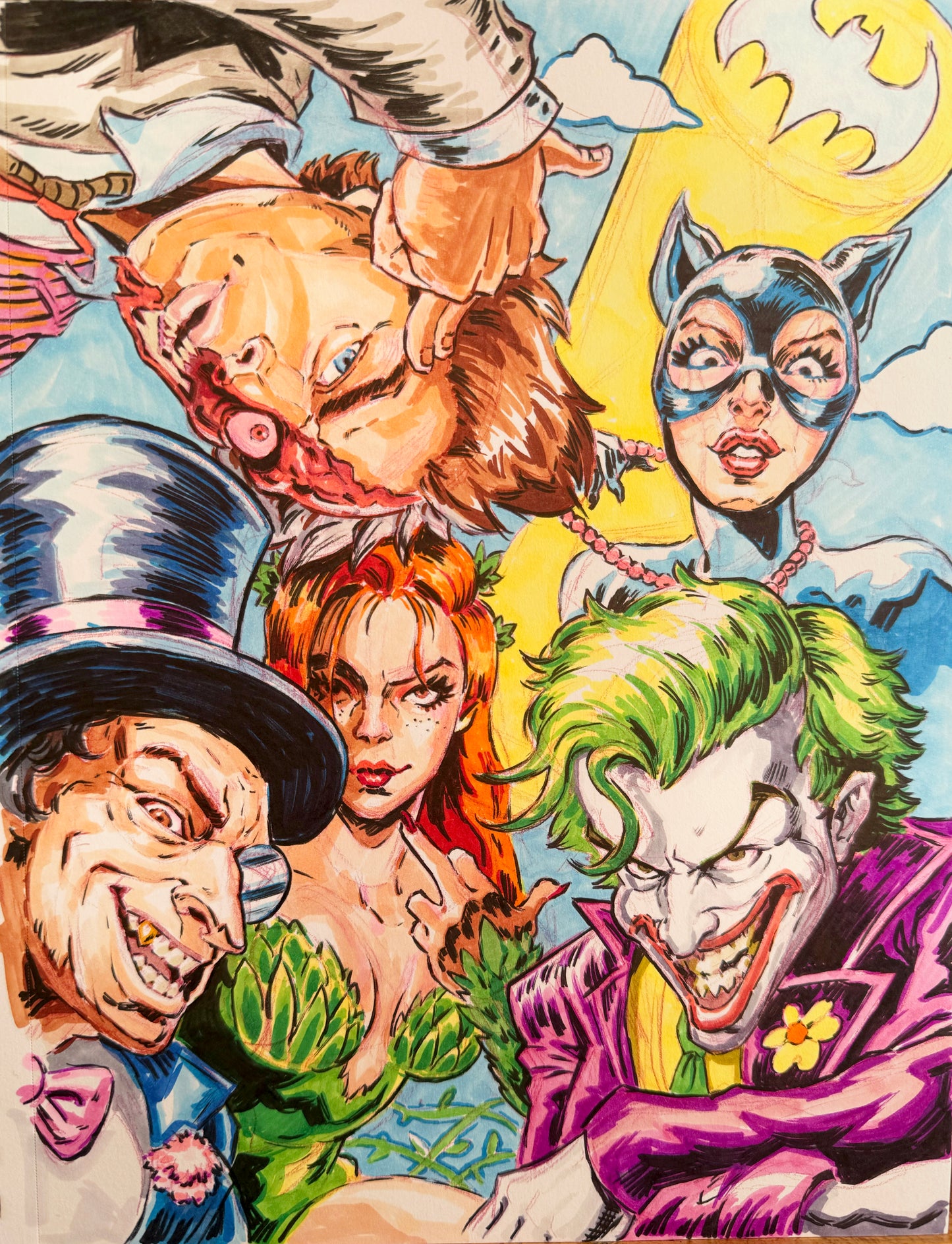 Batman Villains Squad – 9×12 Original Sketch (SOLD)