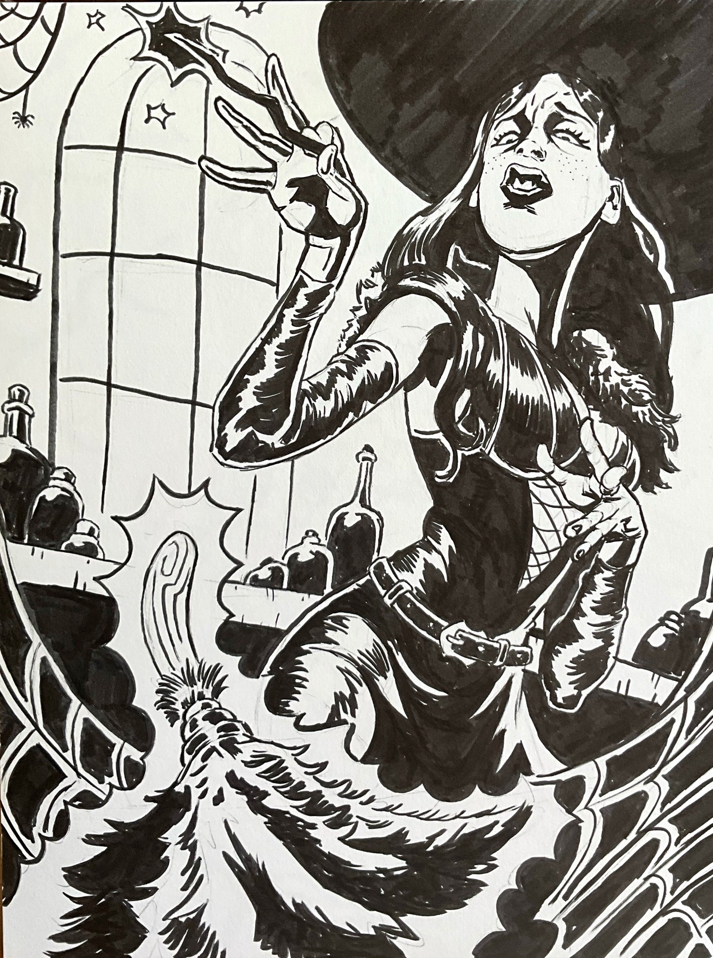 Cleaning Up Cobwebs – 9×12 Original Sketch