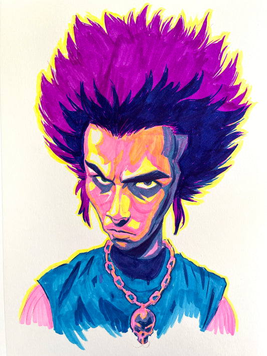 Colorful Punker – 9×12 Original Sketch
