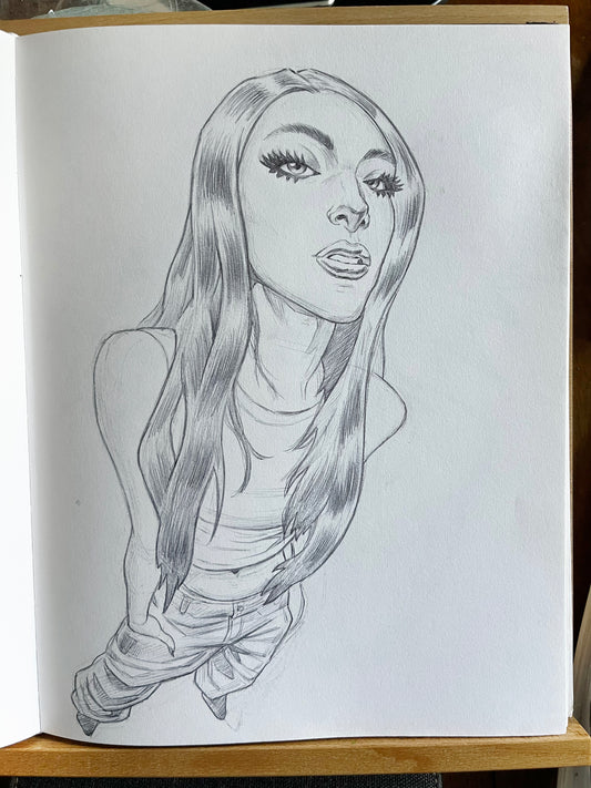 Foreshortened Girlie – 8.5x11 Original Sketch