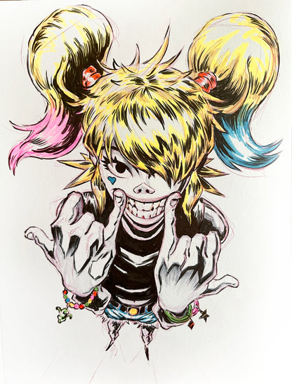 Harley Quinn Noodle – 9×12 Original Sketch