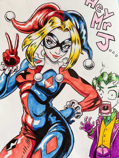 Harley and Mr. J – 9×12 Original Sketch (SOLD)