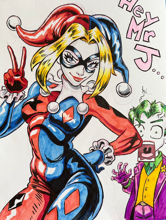 Harley and Mr. J – 9×12 Original Sketch