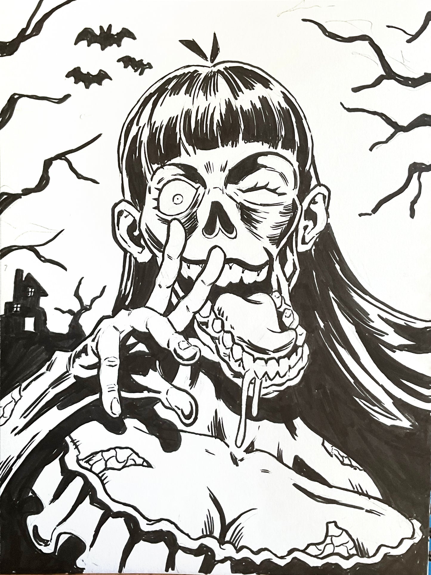 Kawaii Zombie – 9×12 Original Sketch