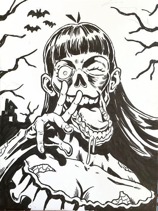 Kawaii Zombie – 9×12 Original Sketch