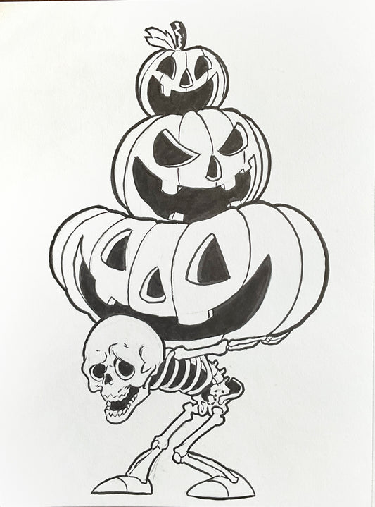 Heavy Pumpkins – 9×12 Original Sketch