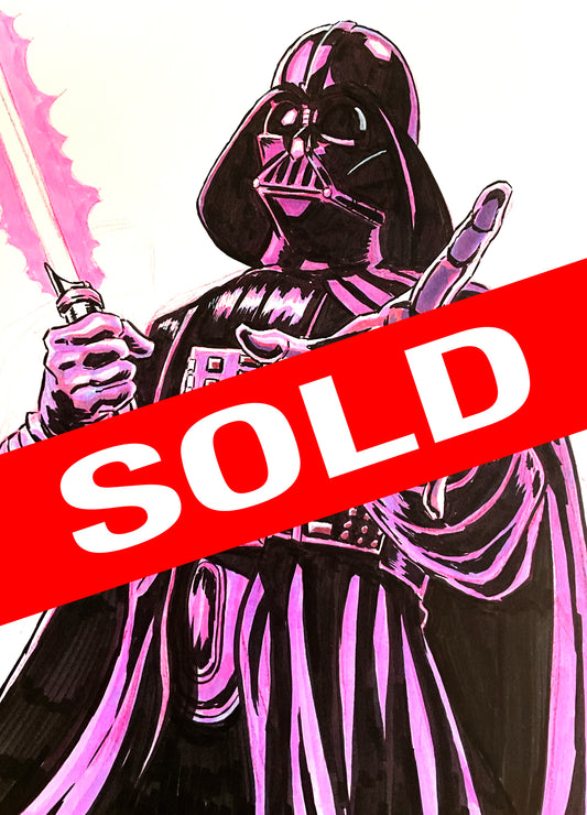 Pink Vader – 9×12 Original Sketch