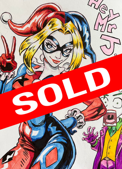 Harley and Mr. J – 9×12 Original Sketch (SOLD)