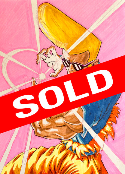 Johnny Bravo Dragonball – 9×12 Original Sketch (SOLD)