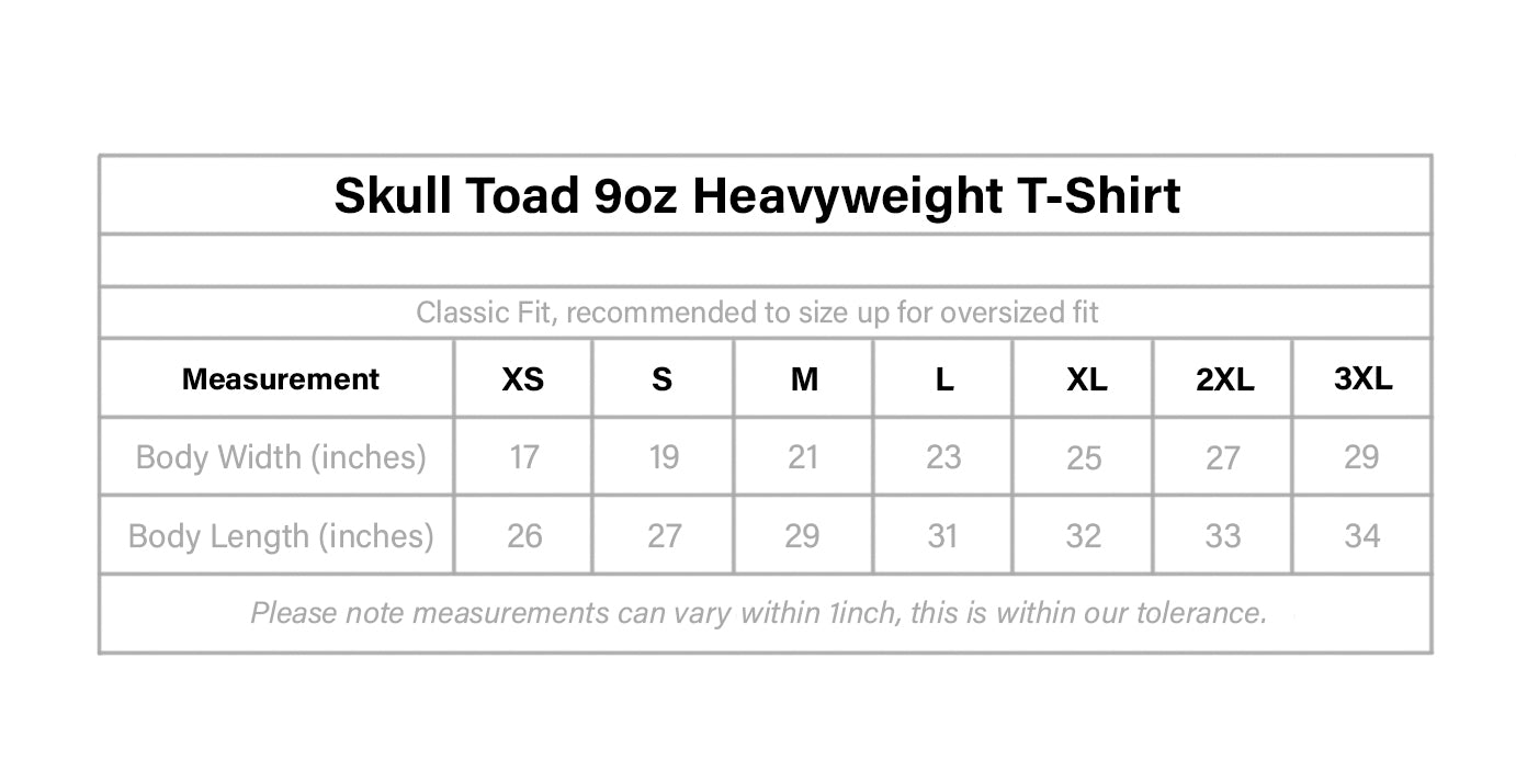 "Skull Toad" 9oz Heavyweight Black T-shirt