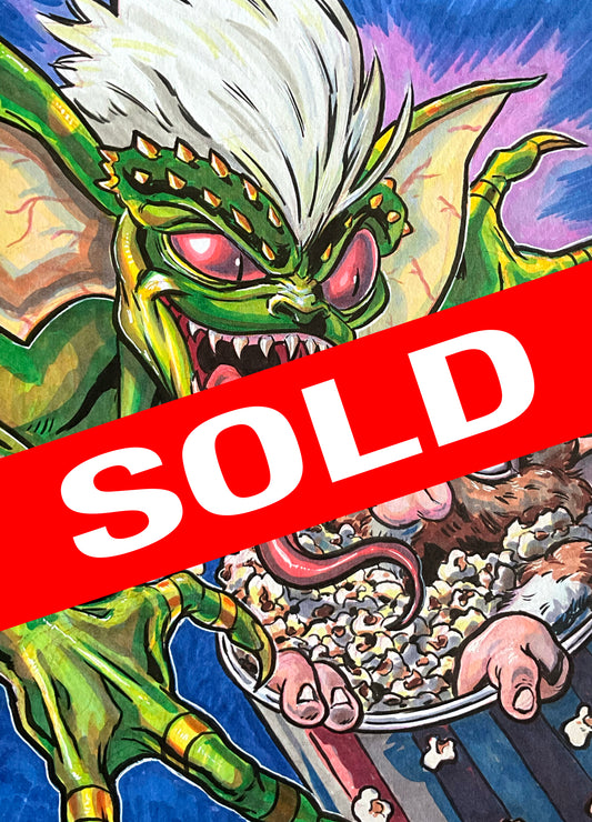 Stripe and Gizmo – 9×12 Original Sketch