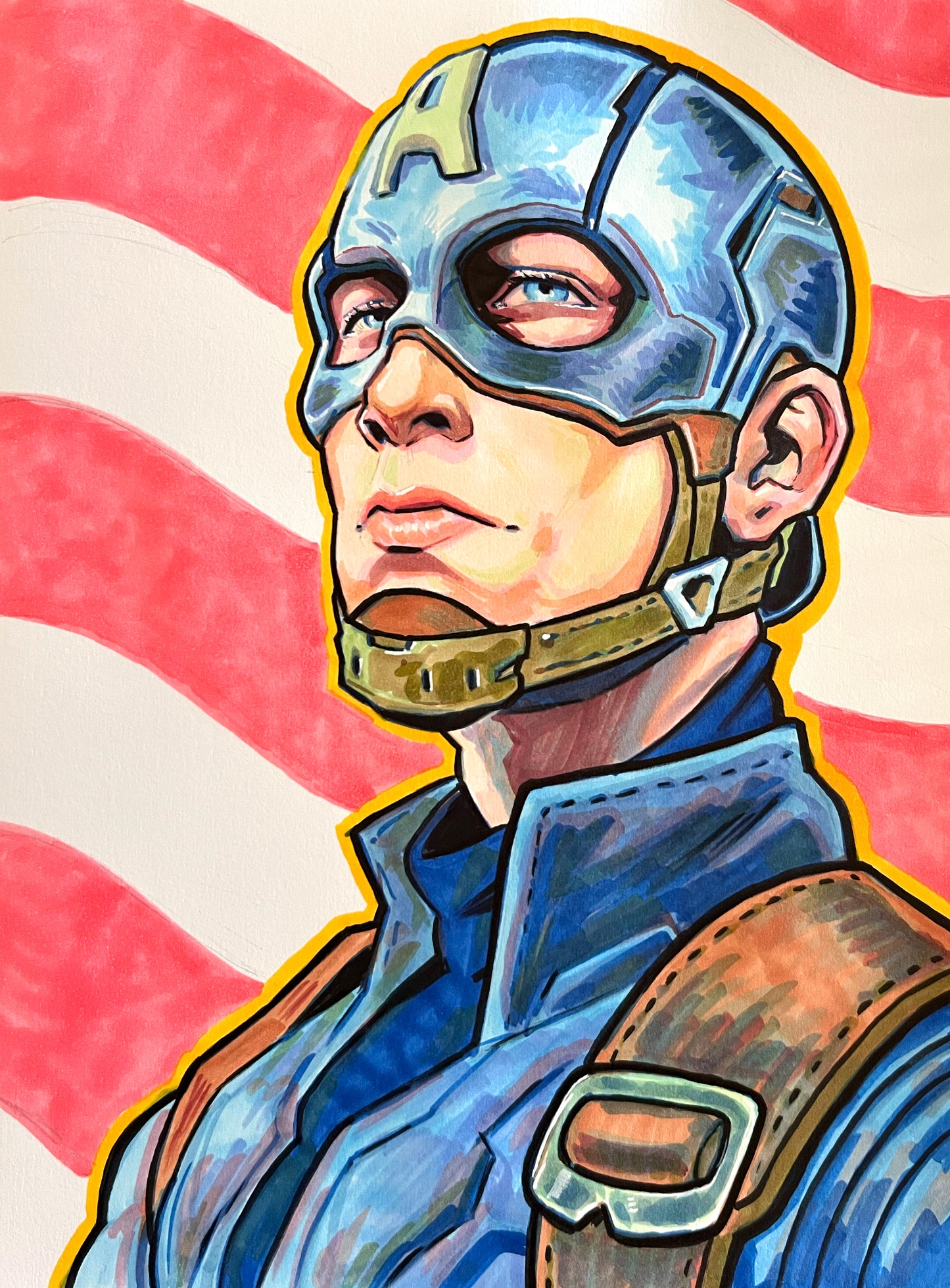Captain America – 9×12 Original Fan Art Sketch