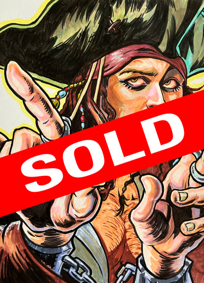 Captain Jack Sparrow– 9×12 Original Fan Art Sketch (SOLD)