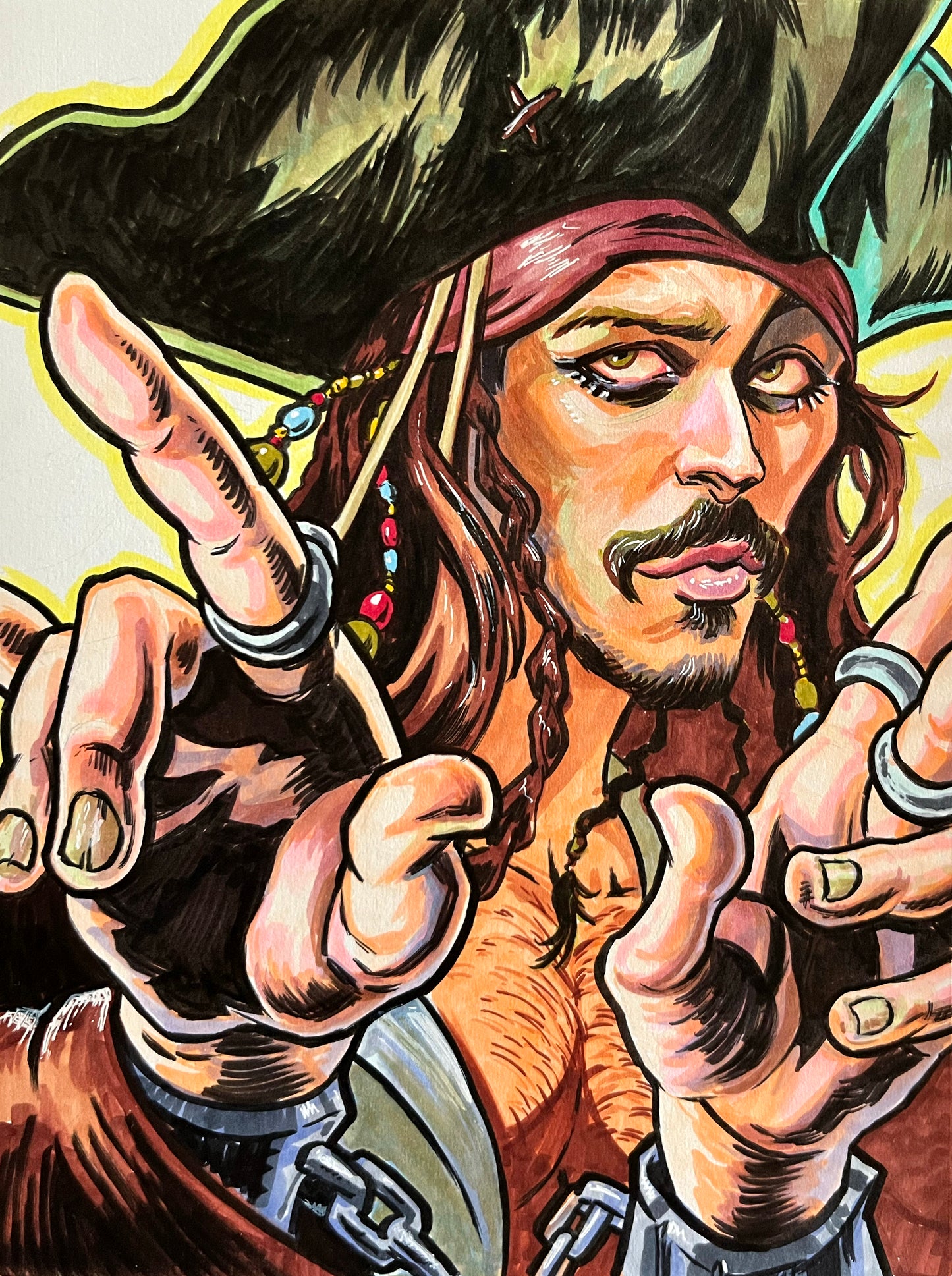 Captain Jack Sparrow– 9×12 Original Fan Art Sketch (SOLD)
