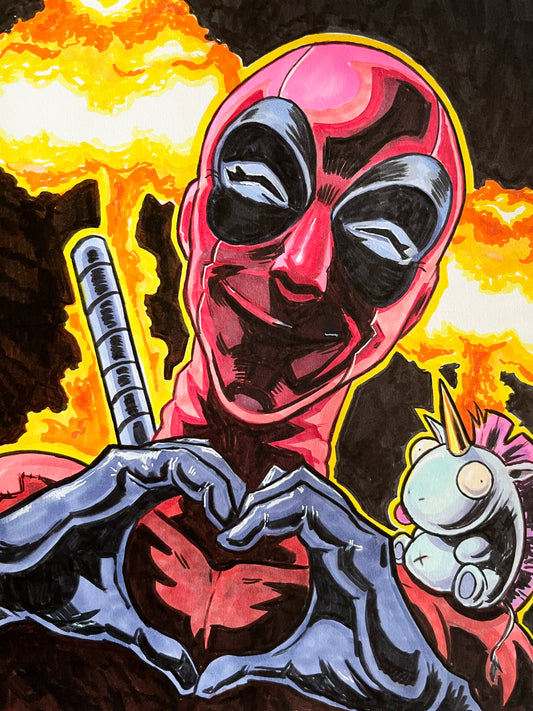 Deadpool– 9×12 Original Sketch