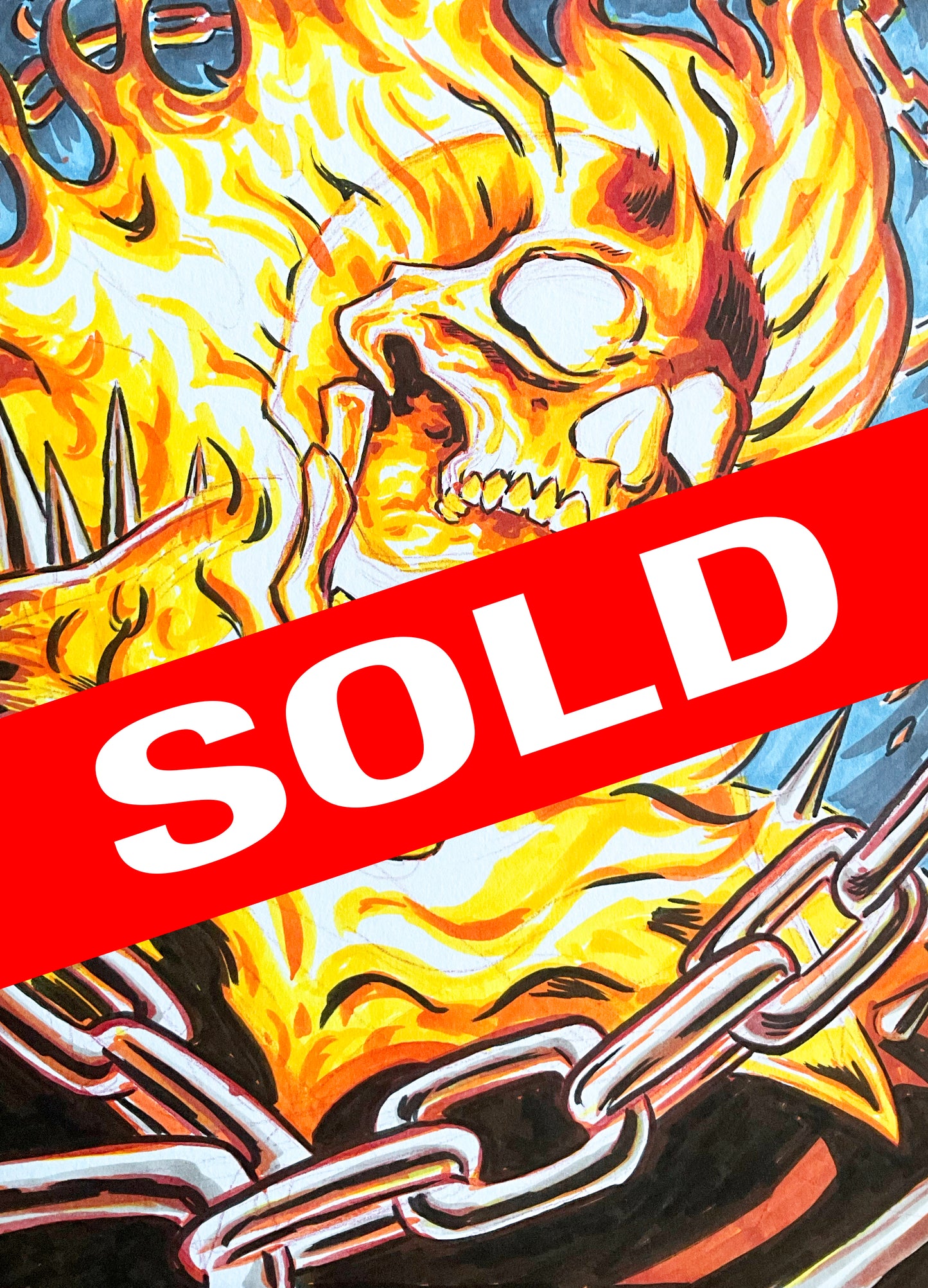 Ghostrider – 9×12 Original Fan Art Sketch (SOLD)