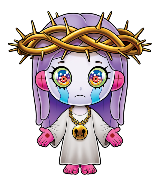 "Jesus Jr." 3x3.4 Inch Vinyl Glossy Sticker