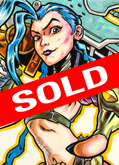Jinx – 9×12 Original Fan Art Sketch (SOLD)