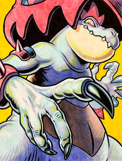 Mega Feraligatr – 9×12 Original Fan Art Sketch (SOLD)