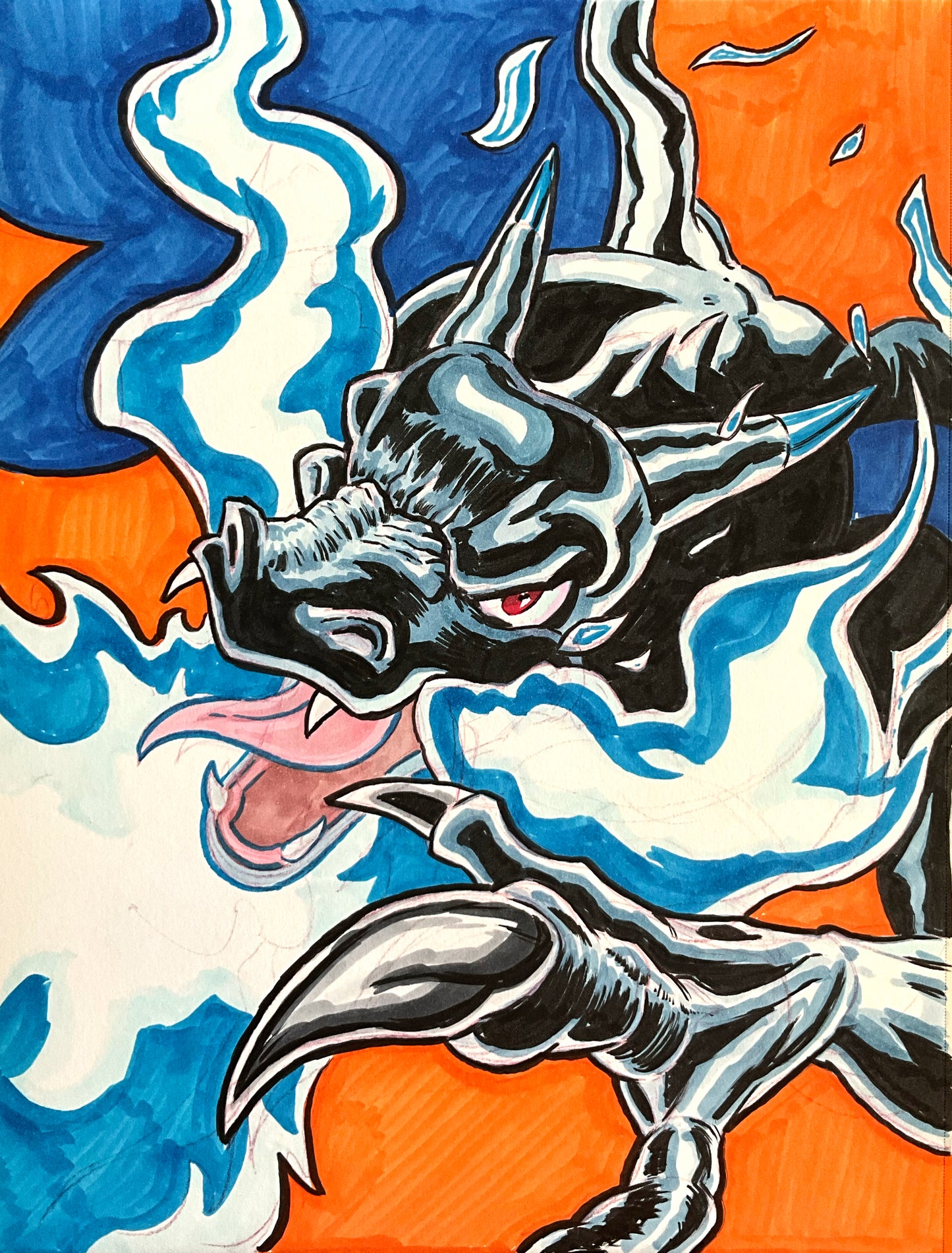 Mega Carizard-X – 9×12 Original Fan Art Sketch