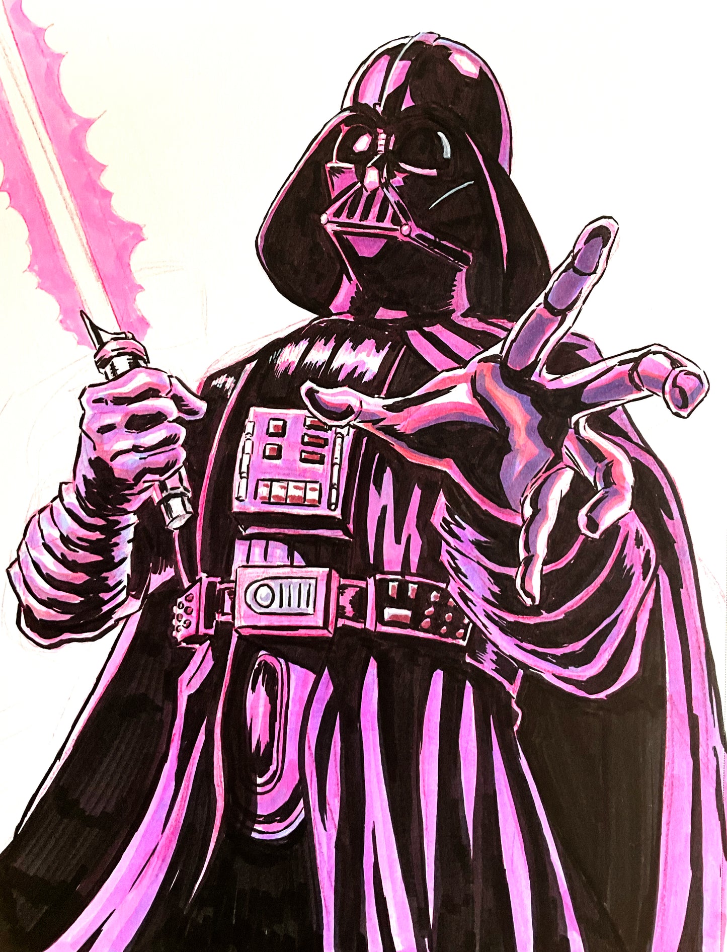 Pink Vader – 9×12 Original Fan Art Sketch (SOLD)