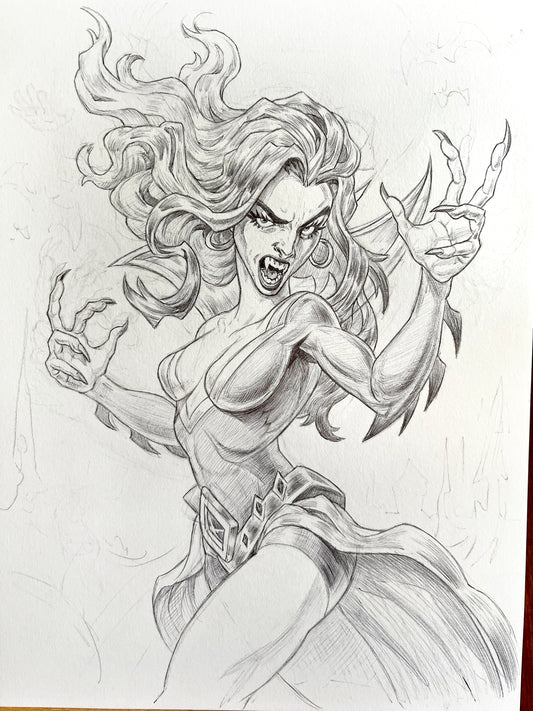 Vampress – 9×12 Original Sketch